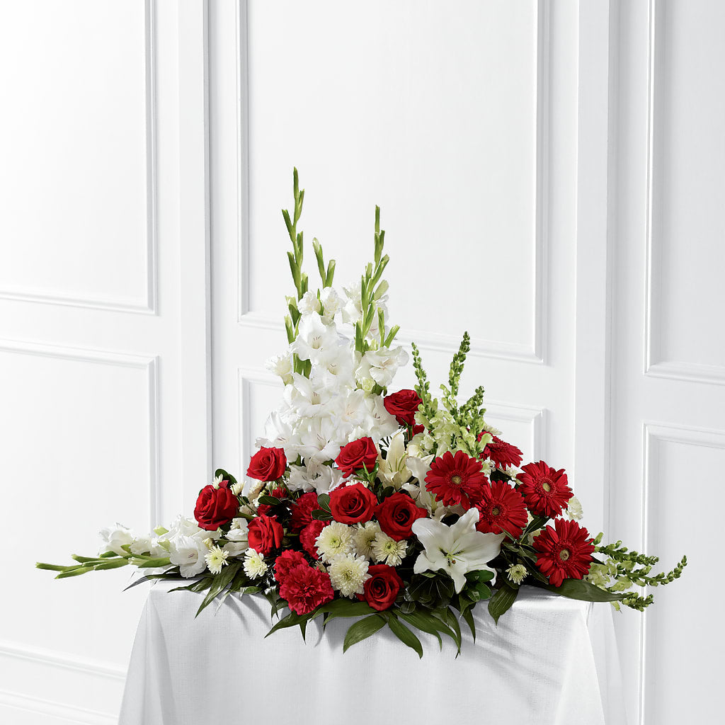 Crimson & White Arrangement – Greater Fayetteville Flower Shop, Springdale AR