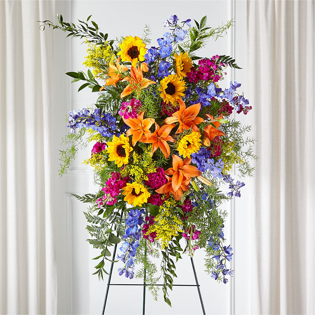 Sunlit Memories Standing Spray (Standard) – Greater Fayetteville Flower Shop, Springdale AR