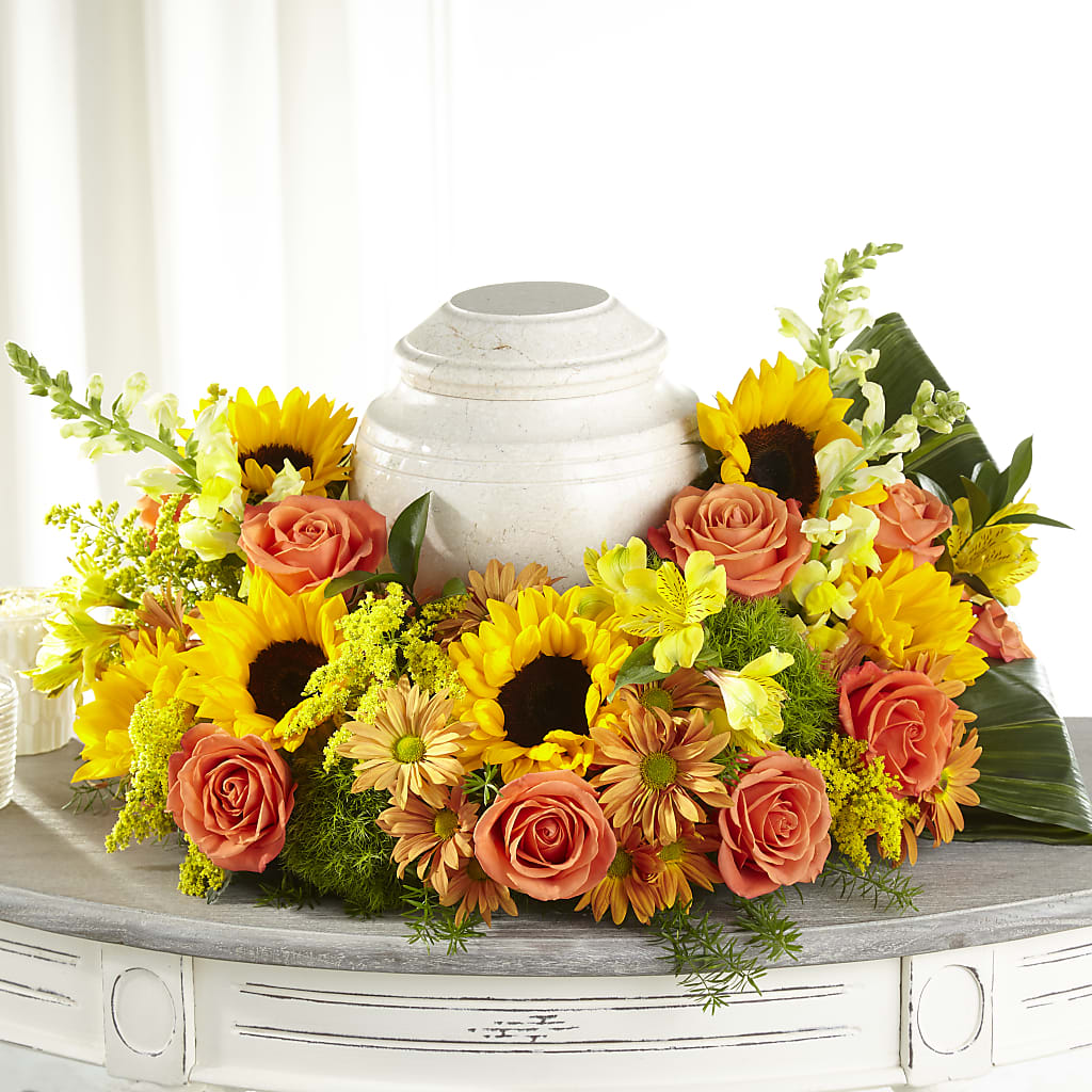 Faithful Sunflower Cremation Adornment – Greater Fayetteville Flower Shop, Springdale AR
