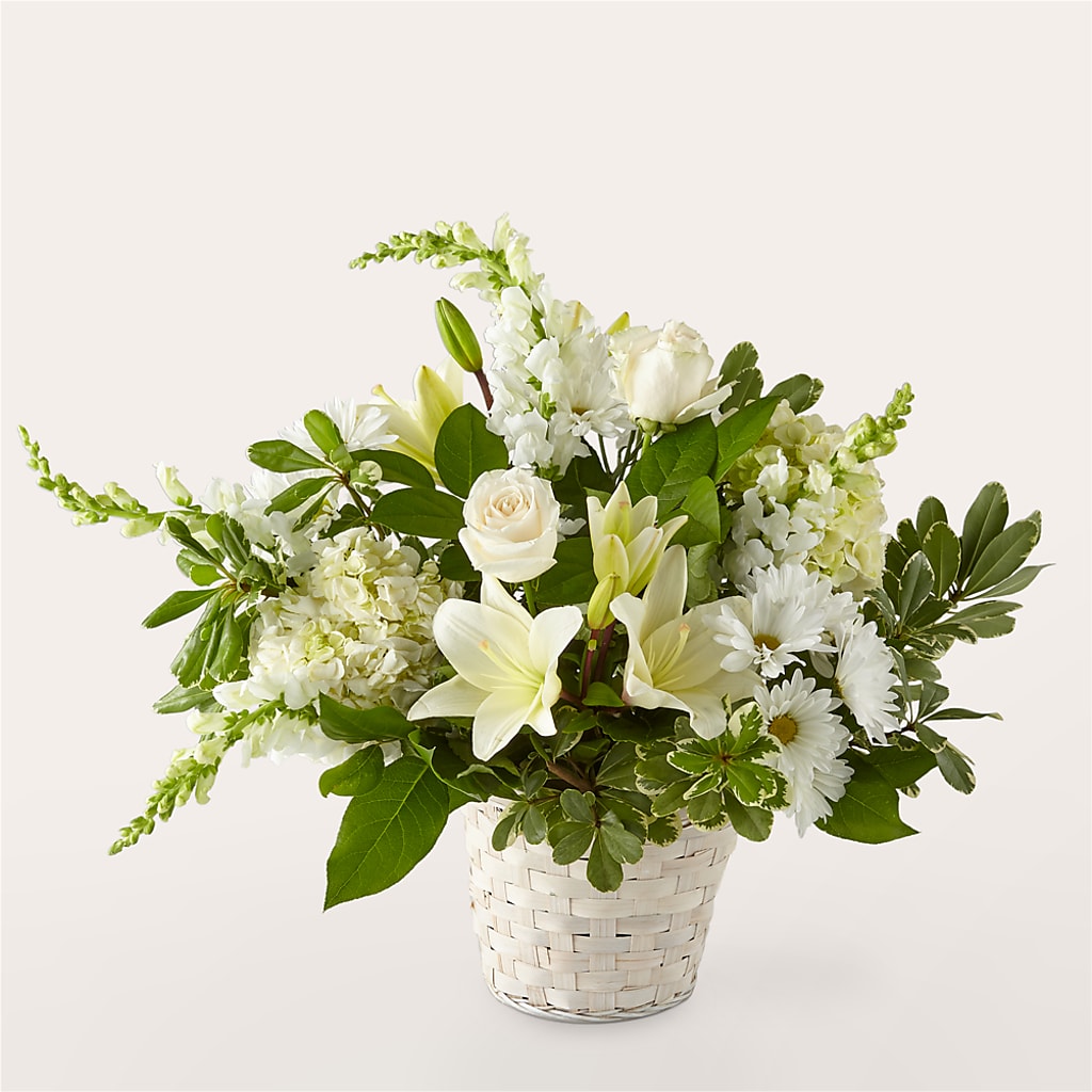 Ivory Elegance Floral Basket – Greater Fayetteville Flower Shop, Springdale AR