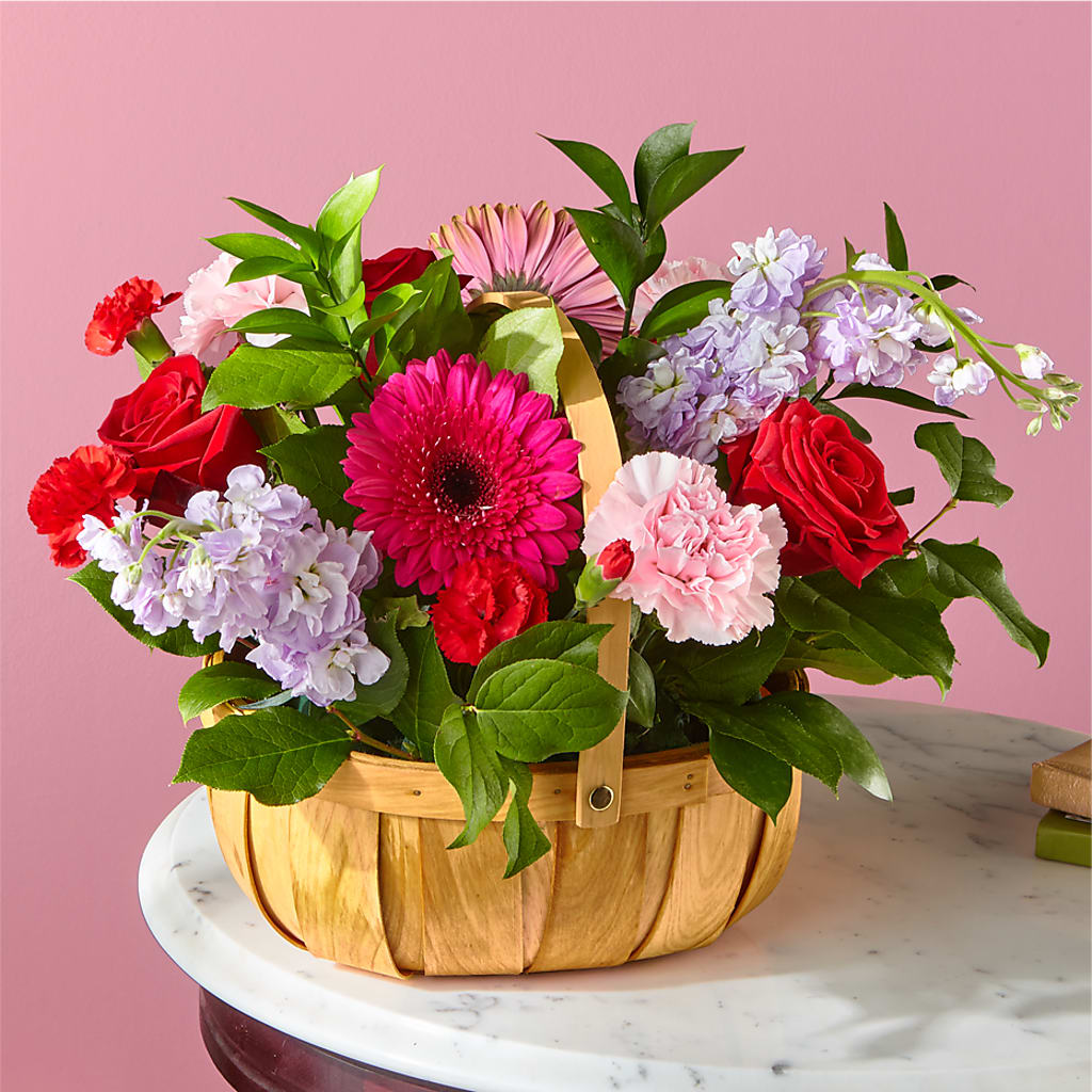 Pink Picnic Basket – Greater Fayetteville Flower Shop, Springdale AR