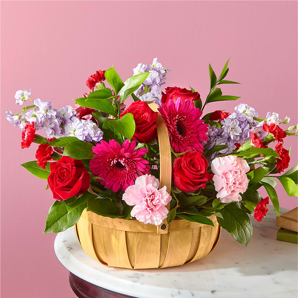 Pink Picnic Basket – Greater Fayetteville Flower Shop, Springdale AR