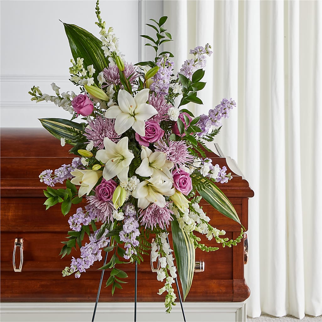 Grateful Hearts Standing Spray – Greater Fayetteville Flower Shop, Springdale AR