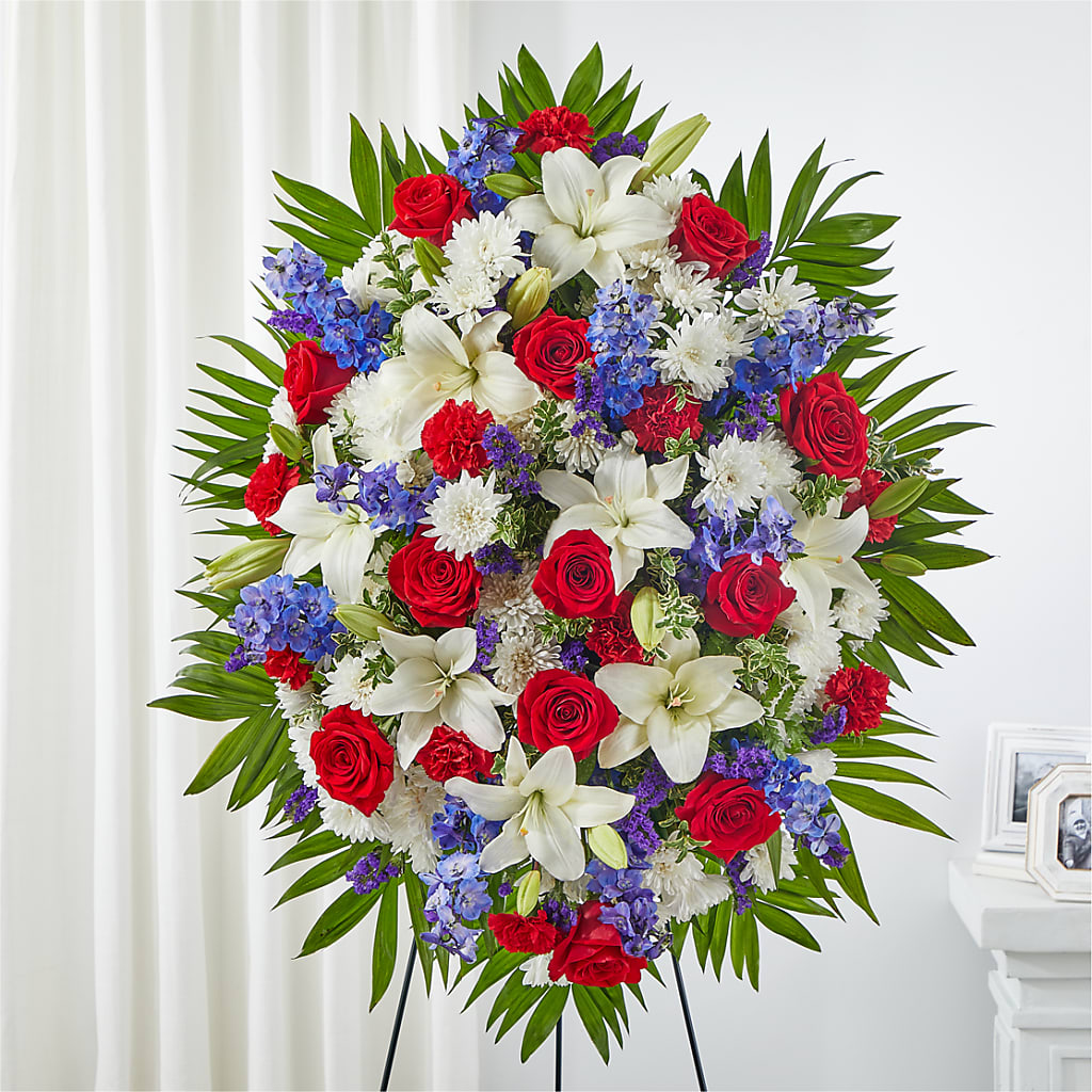 Cherished Service Standing Spray – Greater Fayetteville Flower Shop, Springdale AR