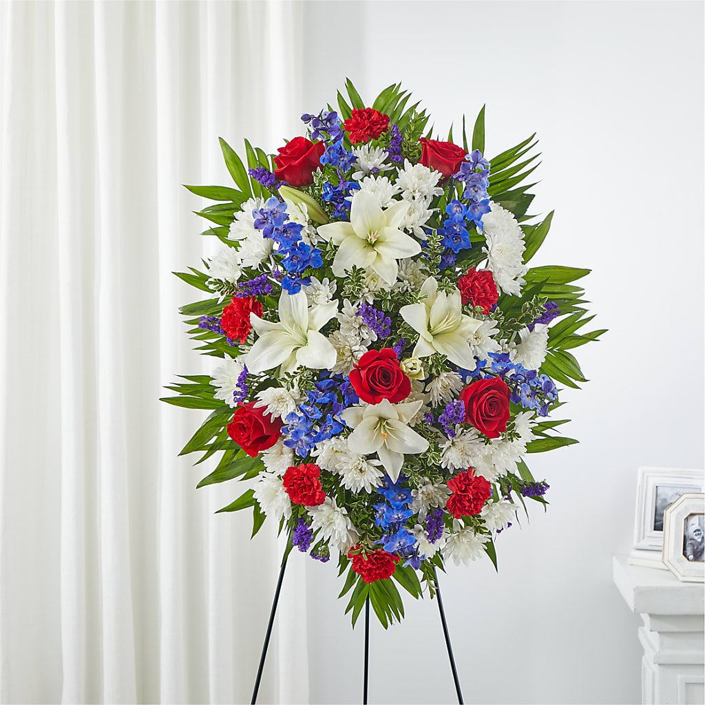Cherished Service Standing Spray – Greater Fayetteville Flower Shop, Springdale AR