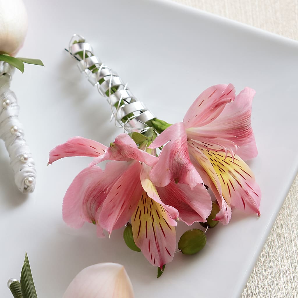 Pink Peruvian Lily Boutonniere – Greater Fayetteville Flower Shop, Springdale AR