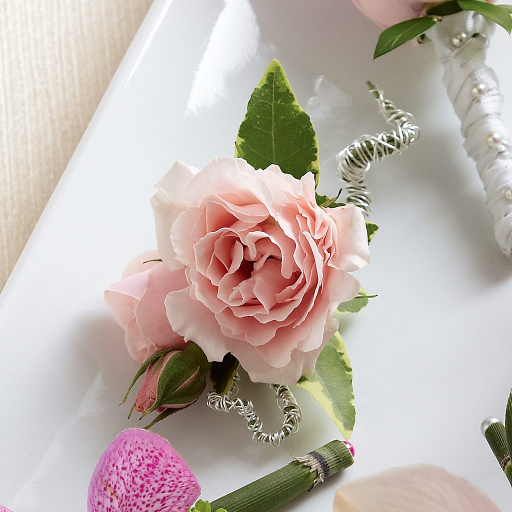 Pink Spray Rose Boutonniere – Greater Fayetteville Flower Shop, Springdale AR