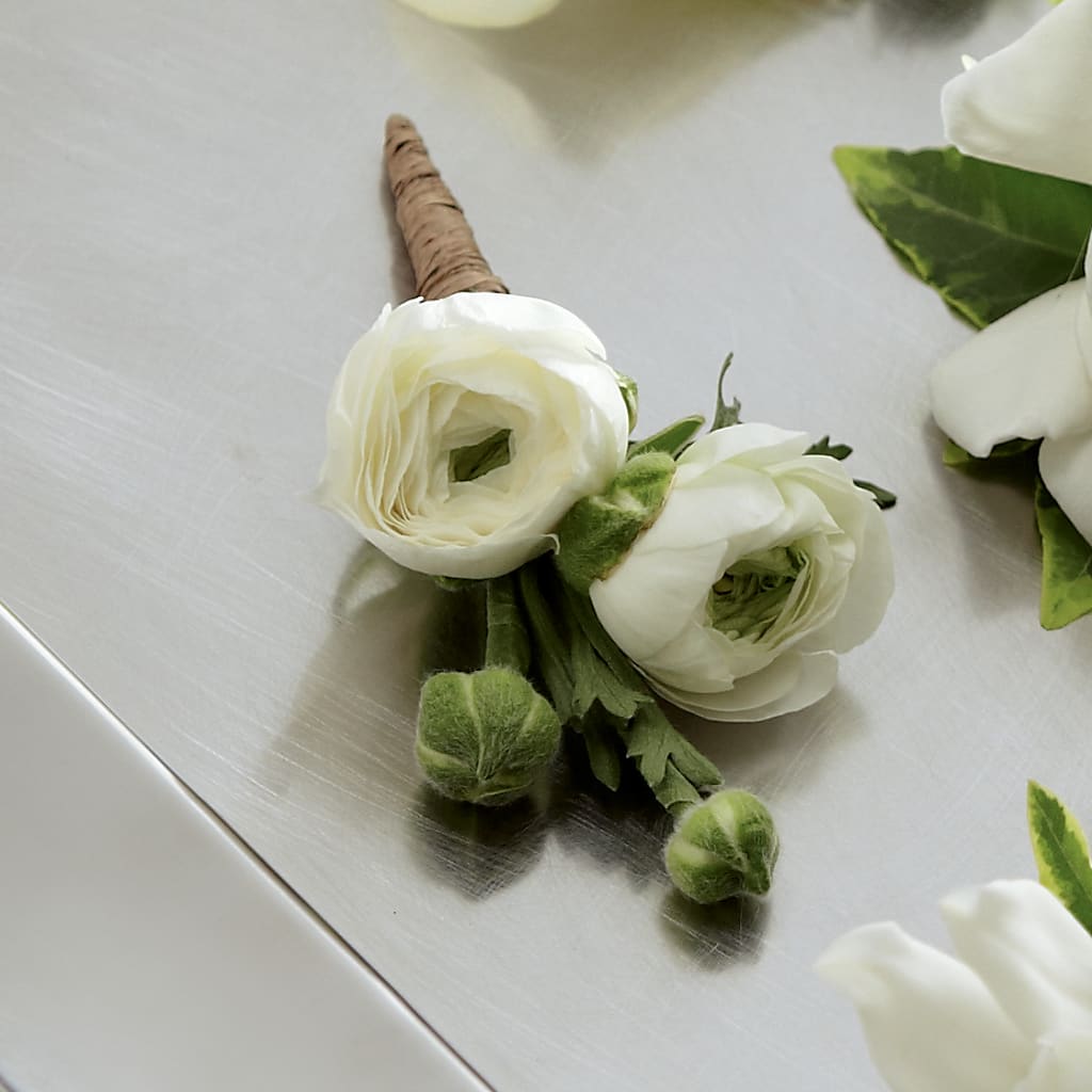 White Ranunculus Boutonniere – Greater Fayetteville Flower Shop, Springdale AR