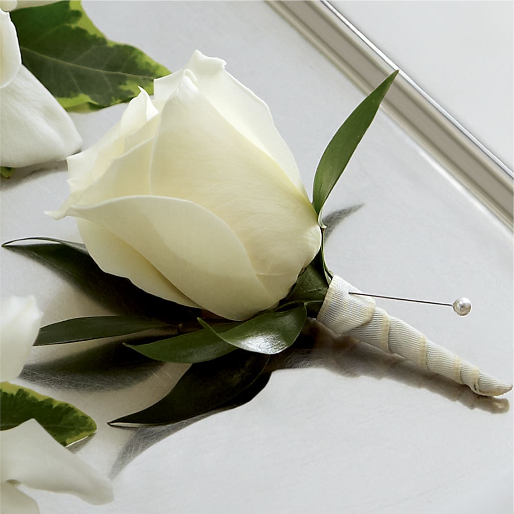 White Rose Boutonniere – Greater Fayetteville Flower Shop, Springdale AR
