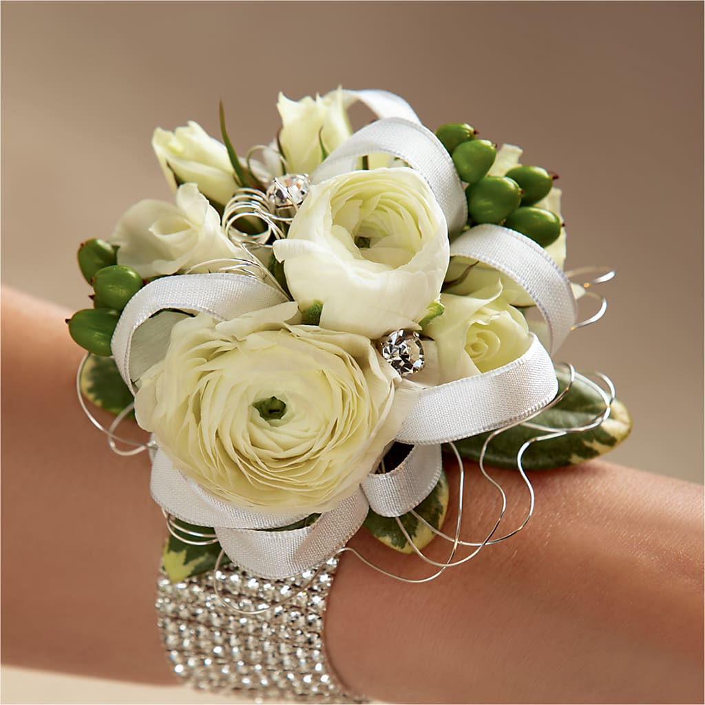 White Wedding Corsage – Greater Fayetteville Flower Shop, Springdale AR