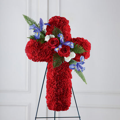 Faithful Hero Floral Cross –  Greater Fayetteville Flower Shop, Springdale AR