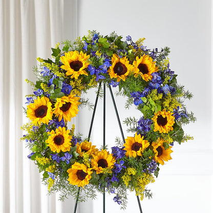 Bright Rays Wreath –  Greater Fayetteville Flower Shop, Springdale AR