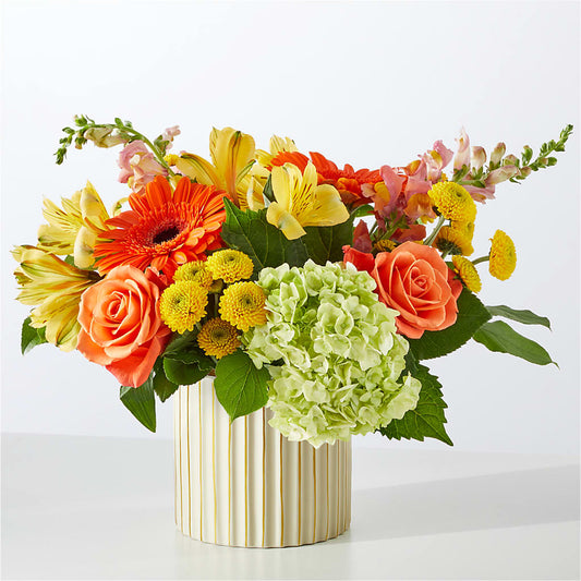 Autumn Sunshine Bouquet with Ivory Vase –  Greater Fayetteville Flower Shop, Springdale AR