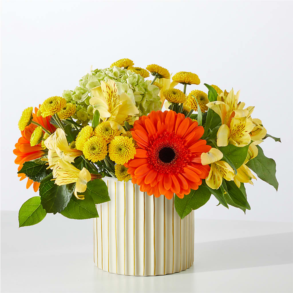 Autumn Sunshine Bouquet with Ivory Vase –  Greater Fayetteville Flower Shop, Springdale AR