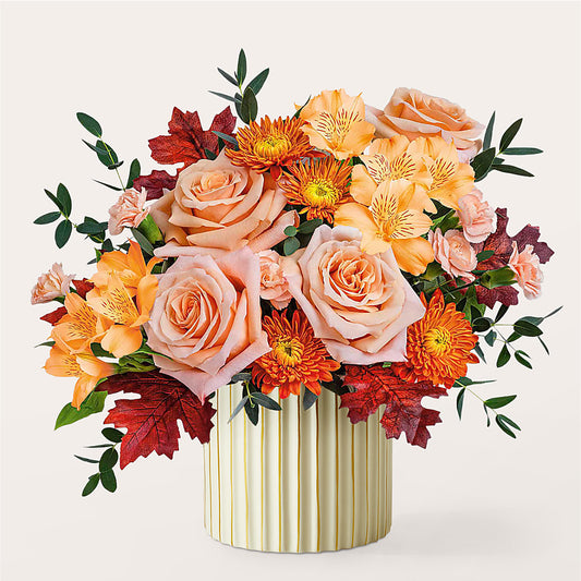 Spiced Latte Bouquet with Ivory Vase –  Greater Fayetteville Flower Shop, Springdale AR