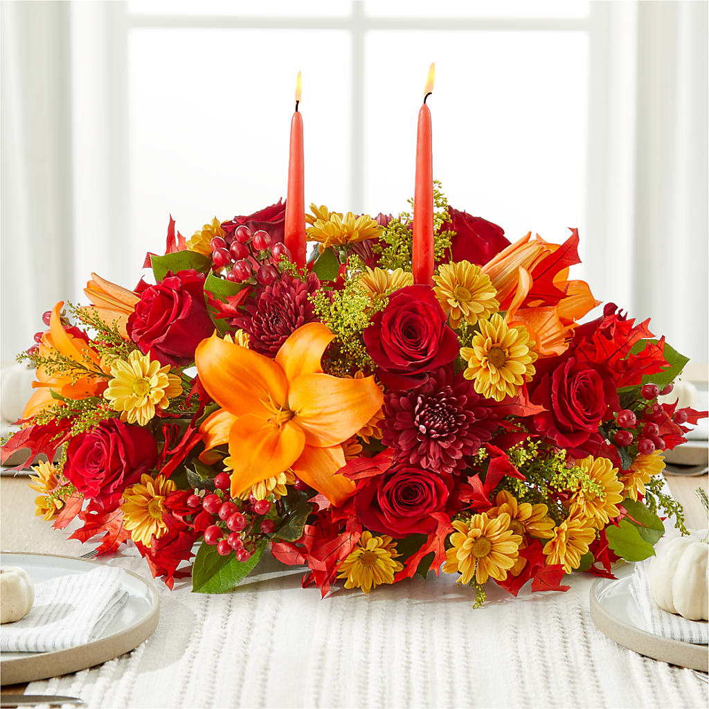 Autumn's Embrace Centerpiece –  Greater Fayetteville Flower Shop, Springdale AR