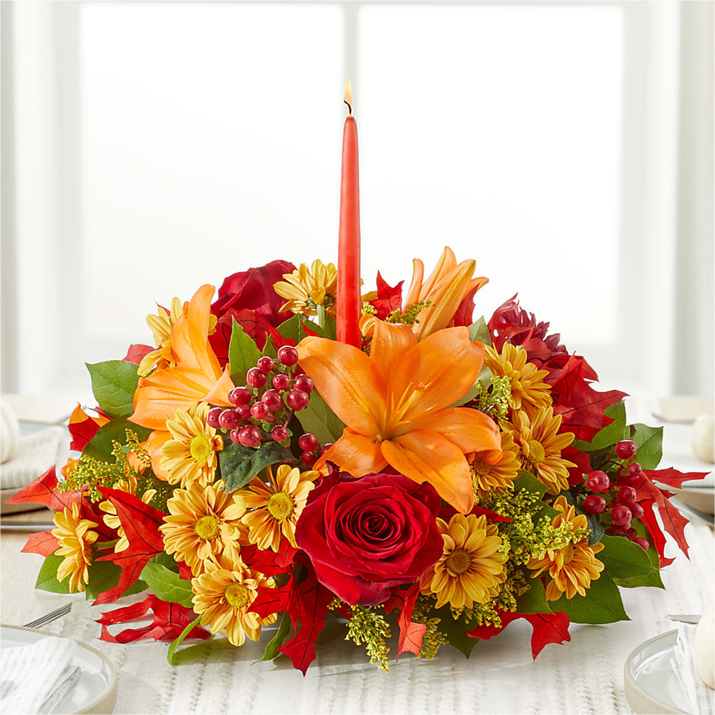 Autumn's Embrace Centerpiece –  Greater Fayetteville Flower Shop, Springdale AR