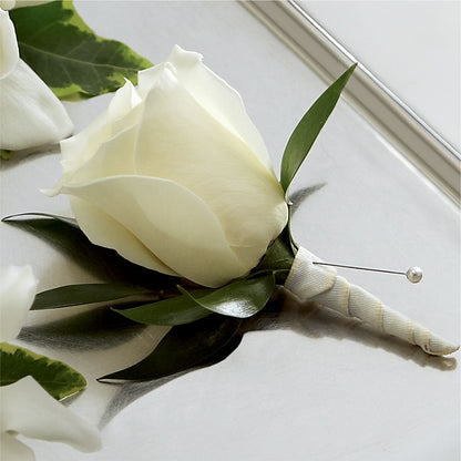 White Rose Boutonniere –  Greater Fayetteville Flower Shop, Springdale AR